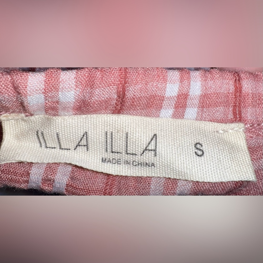 ILLA ILLA Size Small Pink Plaid Puff Sleeve Dress with side cutouts - Picture 4 of 6